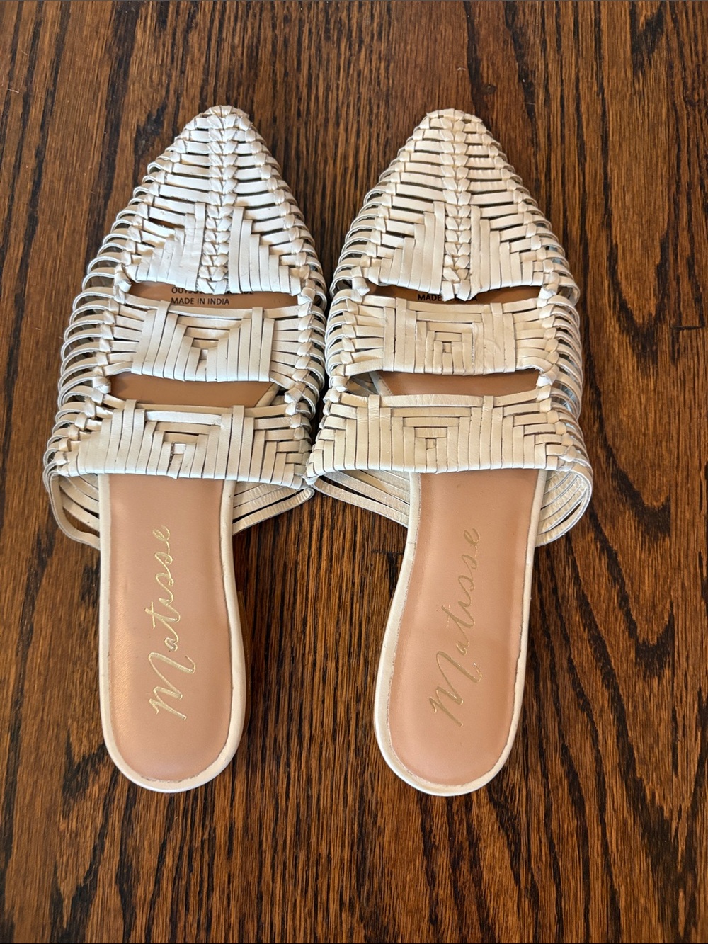 Matisse Woven Cream Pointed Backless Mules
